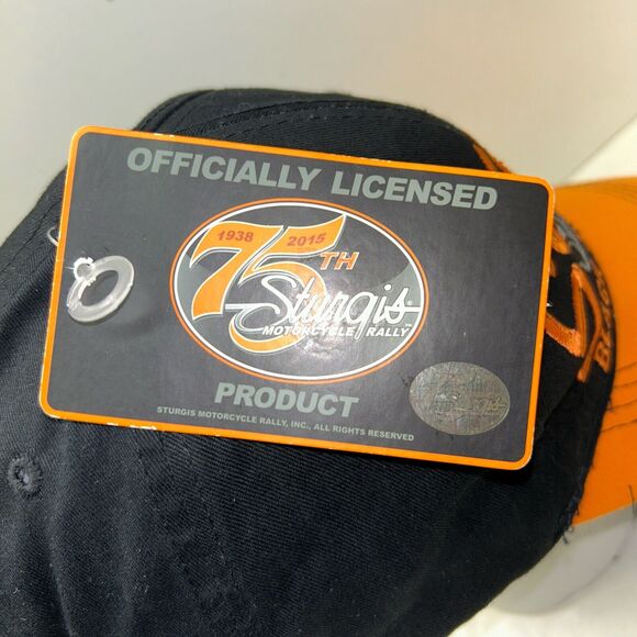 Sturgis Motorcycle Rally Hat Cap 75th 2015 Black Hills Strap Back NWT - Picture 5 of 11